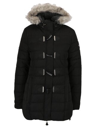 Čierna dámska zimná prešívaná bunda s kapucňou Superdry Tall