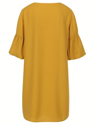 Horčicové šaty s 3/4 zvonovým rukávom VERO MODA Perfect