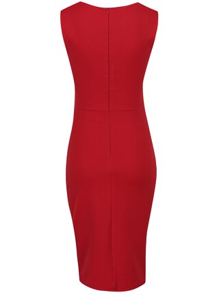 Červené puzdrové šaty s riasením na boku Scarlett B