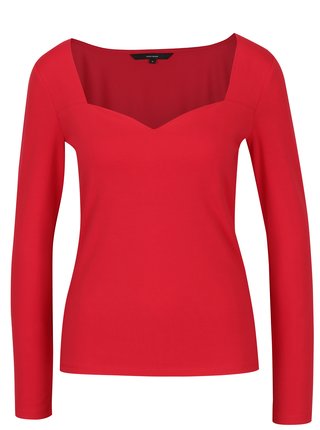 Červené tričko s tvarovaným dekoltom VERO MODA Holly