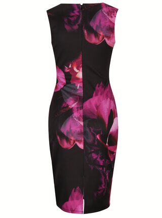 Ružovo-čierne kvetované puzdrové šaty Scarlett B