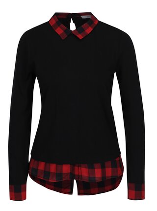 Červeno-čierne tričko s golierom Haily´s Tubi