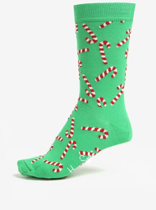 Zelené unisex ponožky s vianočným motívom Happy Socks