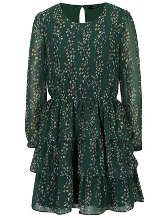 Zelené vzorované šaty s volánmi ONLY Ditte