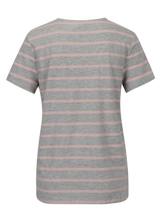 Ružovo-sivé pruhované tričko s výšivkou mašle ONLY Kita