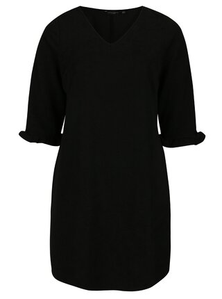 Čierne šaty s 3/4 rukávom s volánom Dorothy Perkins Curve