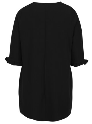 Čierne šaty s 3/4 rukávom s volánom Dorothy Perkins Curve