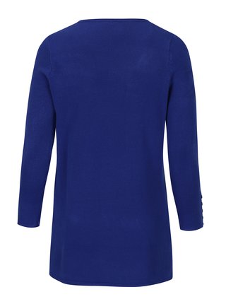 Modrý dlhý sveter s rozparkami M&Co Plus
