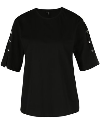 Čierne tričko s kovovými detailmi VERO MODA Jane