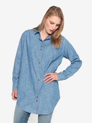 Modrá dlhá rifľová košeľa Selected Femme Brani