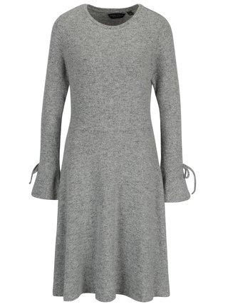 Sivé melírované svetrové šaty s dlhým rukávom Dorothy Perkins Tall