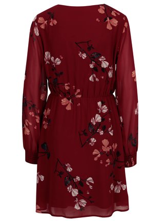 Vínové kvetované šaty s volánmi VERO MODA Hallie