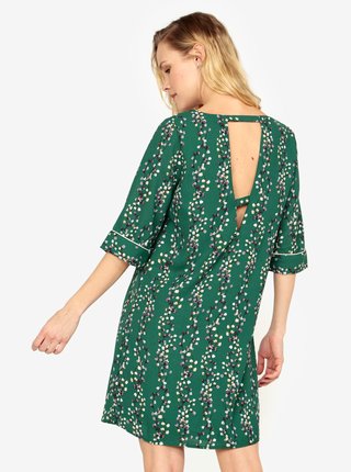 Zelené kvetované šaty s prestrihom na chrbte ONLY Ditte