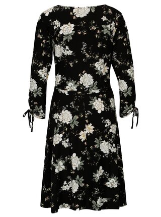 Čierne kvetované šaty so zaväzovaním Dorothy Perkins