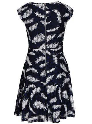Tmavomodré áčkové šaty s motívom pierok Mela London