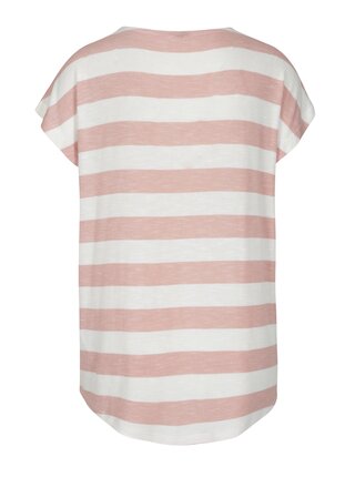 Ružovo-krémové pruhované tričko VERO MODA Wide