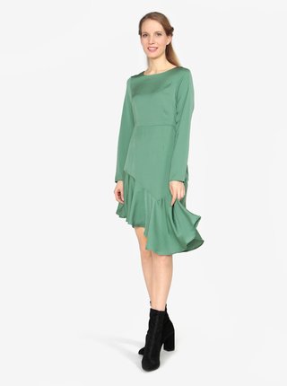 Zelené asymetrické šaty s dlhým rukávom VERO MODA Elsa