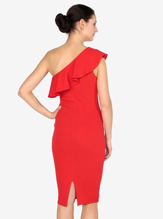 Červené asymetrické šaty s volánom AX Paris