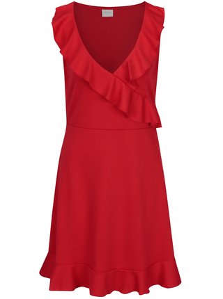 Červené šaty s volánmi VILA Mandy