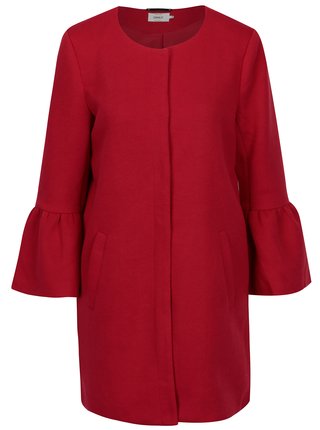 Červený kabát s volánmi ONLY Sia