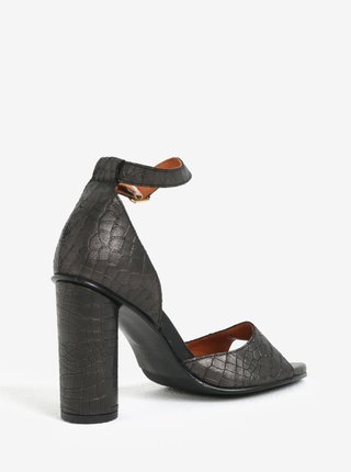 Čierne kožené sandáliky s hadím vzorom Selected Femme You