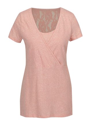 Ružové melírované tričko na kojenie s čipkovanými detailmi Mama.licious Elenoir