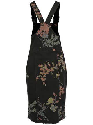 Čierne kvetované rifľové šaty s trakmi Noisy May Jenny