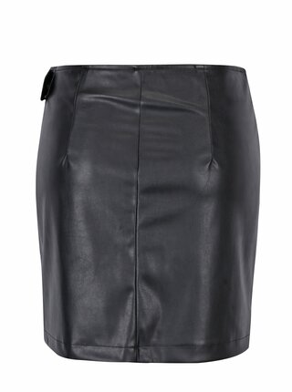 Čierna koženková sukňa s prackou ONLY Fling