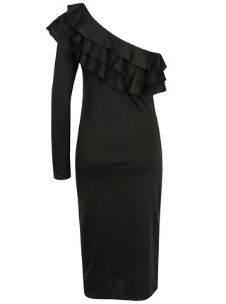Čierne asymetrické šaty s volánmi VILA Lissy