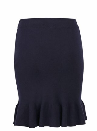 Tmavomodrá svetrová sukňa s volánom VILA Olivina
