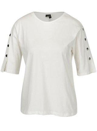 Biele tričko s kovovými detailmi VERO MODA Jane