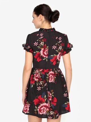 Čierne kvetované šaty s krátkym rukávom AX Paris