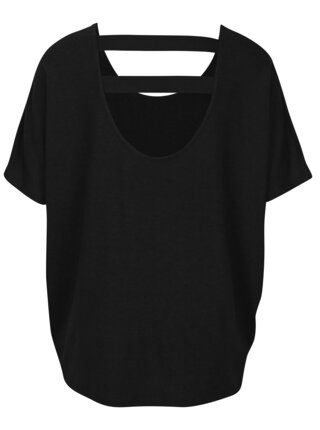 Čierne oversize tričko s elastickými pásmi na chrbte ONLY Moster