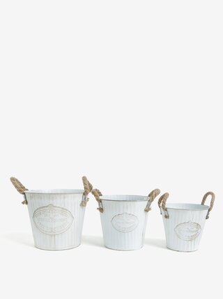Sada tří kbelíků v bílé barvě Kaemingk 