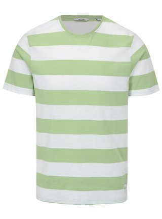Bílo-zelené pruhované tričko ONLY & SONS Dontell