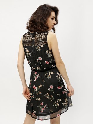 Čierne kvetované šaty s čipkou Haily's Jana
