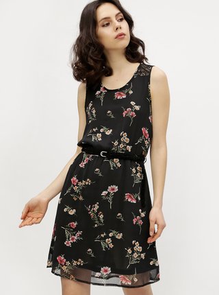 Čierne kvetované šaty s čipkou Haily's Jana