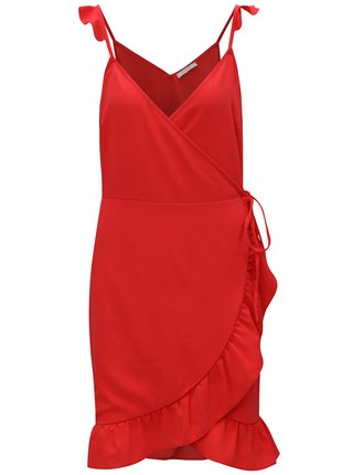 Červené zavinovacie šaty s volánmi VILA Elenora
