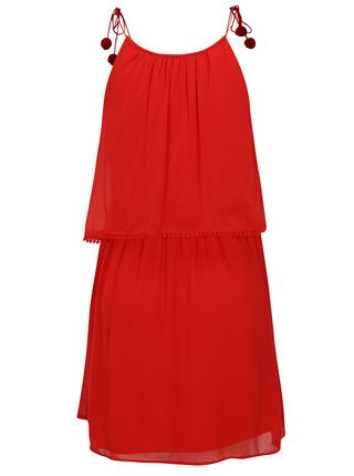 Červené šaty s brmbolcami ONLY Zoe