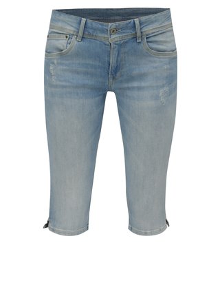 Modré dámske rifľové straight kraťasy Pepe Jeans Saturn crop