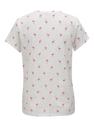 Ružovo–biele tričko s potlačou plameniakov ONLY Bone