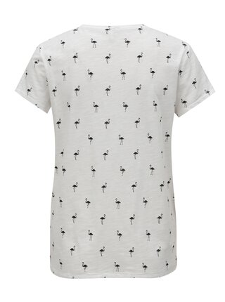 Čierno–biele tričko s potlačou plameniakov ONLY Bone