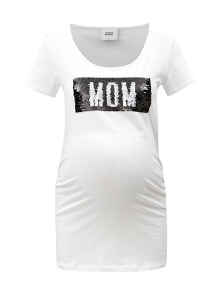 Biele tehotenské tričko s magickými flitrami Mama.licious Mica 