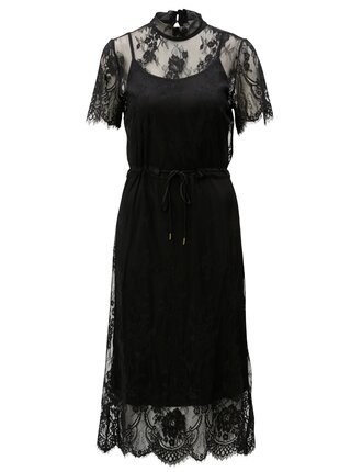 Čierne voľné čipkované šaty Moss Copenhagen