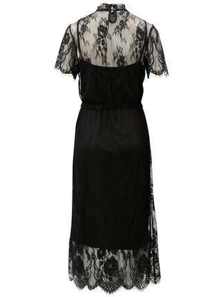 Čierne voľné čipkované šaty Moss Copenhagen
