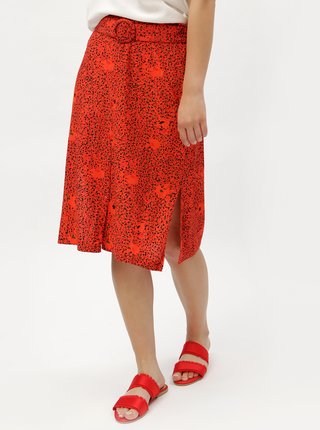 Červená vzorovaná sukňa s opaskom VERO MODA Madeleine