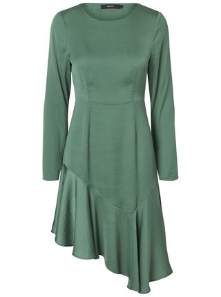 Zelené asymetrické šaty s dlhým rukávom VERO MODA Elsa