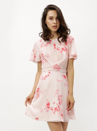 Ružové kvetované šaty so zaväzovaním Miss Selfridge
