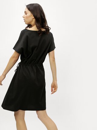 Čierne voľné basic šaty so sťahovaním v páse ZOOT