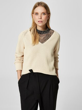 Krémový sveter Selected Femme Suma